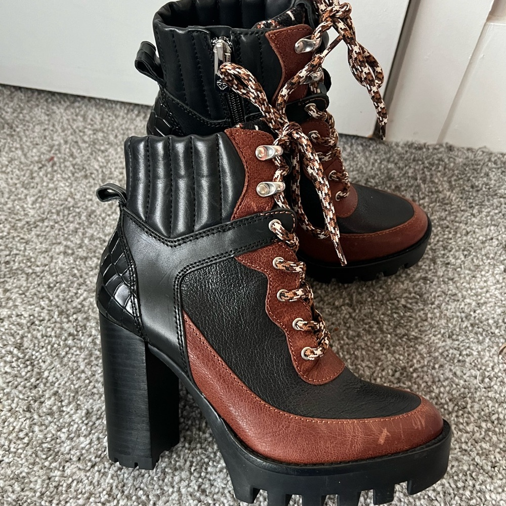 ANTONIO MELANI Black and Brown Lace Up Boots - Picture 2 of 4